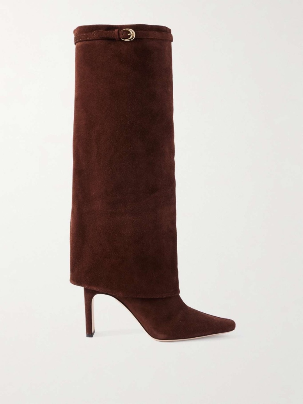 New Staud Wally Foldover High Heel Boot Mahogany Suede Sz 38